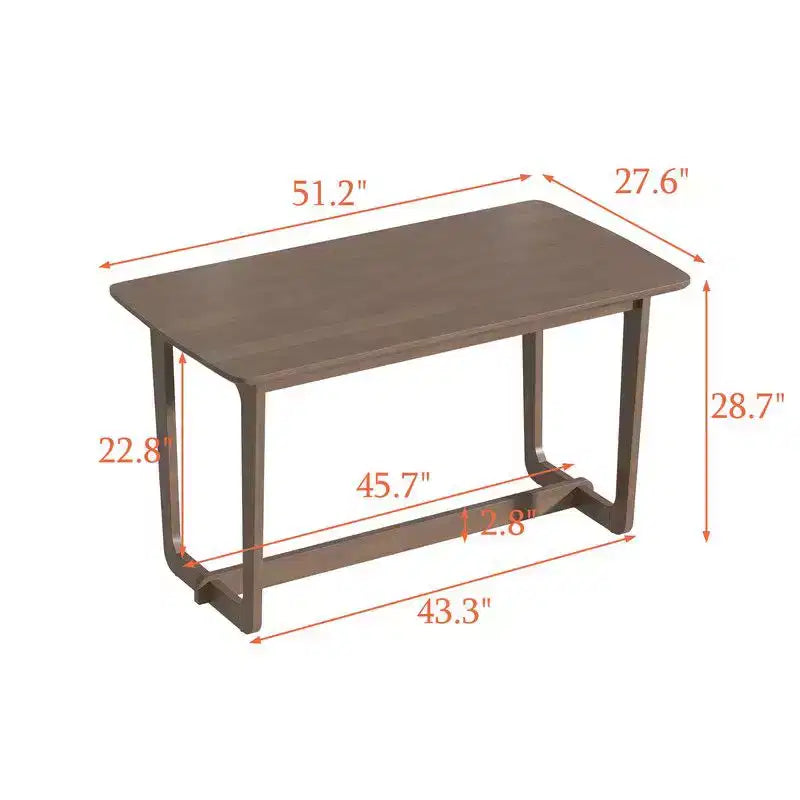 Famapy Bureau d'ordinateur de bureau à domicile en bois d'hévéa massif du milieu du siècle avec coins arrondis, bureau d'écriture moderne, bureau de travail et d'ordinateur minimaliste