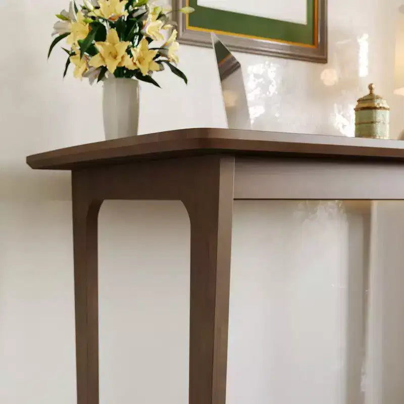 Famapy Bureau d'ordinateur de bureau à domicile en bois d'hévéa massif du milieu du siècle avec coins arrondis, bureau d'écriture moderne, bureau de travail et d'ordinateur minimaliste
