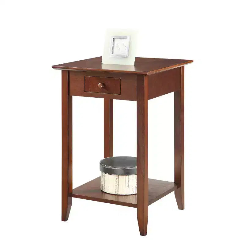HomeStock Table d'appoint rectangulaire en bois, couleur marron, 66 cm de haut, 1 pièce