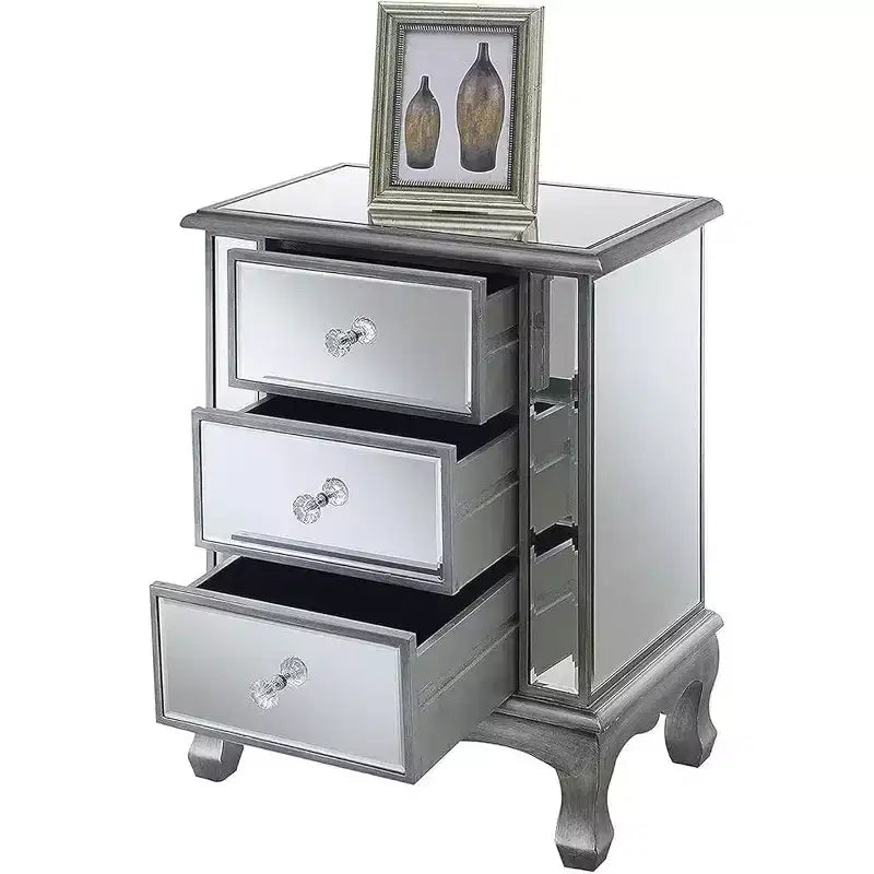 HomeStock Table d'appoint rectangulaire de 24,75 po de hauteur en verre, couleur argent, 1 pièce