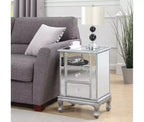 HomeStock Table d'appoint rectangulaire de 24,75 po de hauteur en verre, couleur argent, 1 pièce