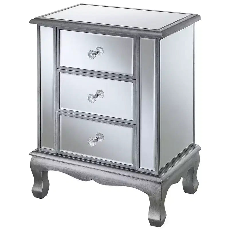 HomeStock Table d'appoint rectangulaire de 24,75 po de hauteur en verre, couleur argent, 1 pièce