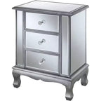 HomeStock Table d'appoint rectangulaire de 24,75 po de hauteur en verre, couleur argent, 1 pièce
