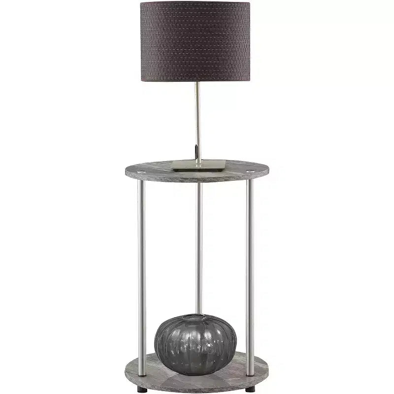 HomeStock Table d'appoint ronde en métal gris de 55,88 cm de hauteur - 1 pièce