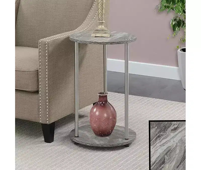 HomeStock Table d'appoint ronde en métal gris de 55,88 cm de hauteur - 1 pièce