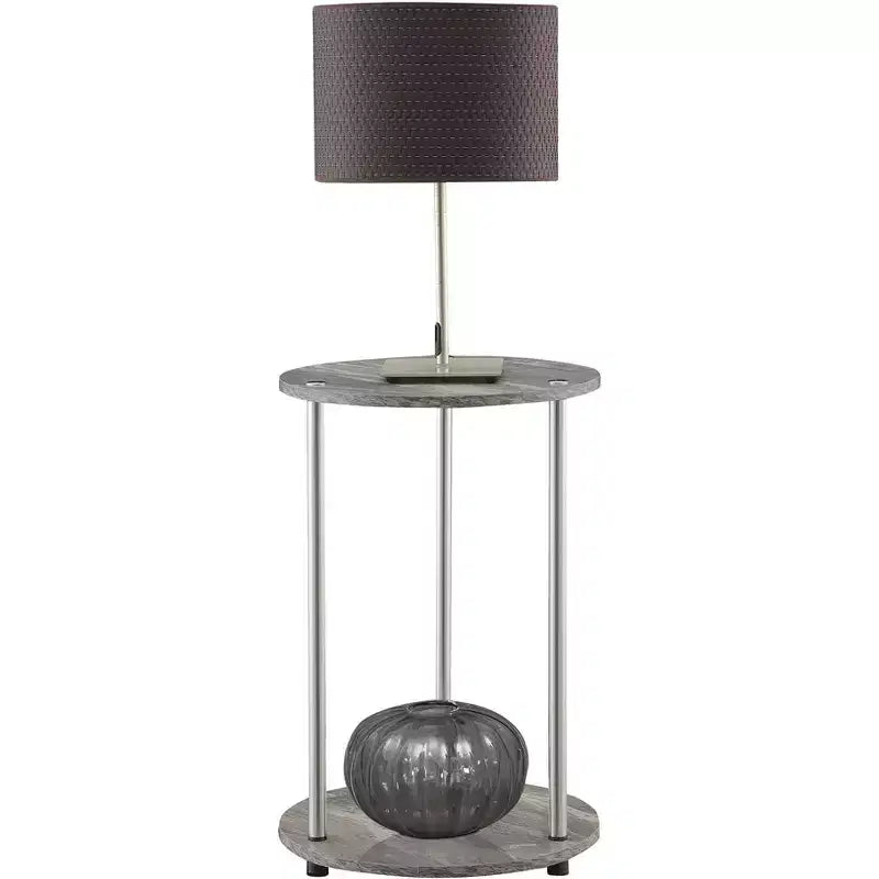 HomeStock Table d'appoint ronde en métal gris de 55,88 cm de hauteur - 1 pièce