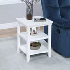 HomeStock 24 in.H White Color Rectangle Wood Table Top End Table 1 -piece