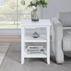 HomeStock Table d'appoint rectangulaire en bois blanc de 24 po de hauteur, 1 pièce
