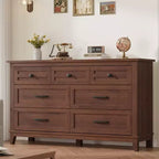 7 commodes de chambre, commode à tiroirs de 54 po de largeur avec rangement autoportant, commode de rangement en bois pour salon, chambre à coucher, entrée