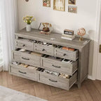 7 commodes de chambre, commode à tiroirs de 54 po de largeur avec rangement autoportant, commode de rangement en bois pour salon, chambre à coucher, entrée