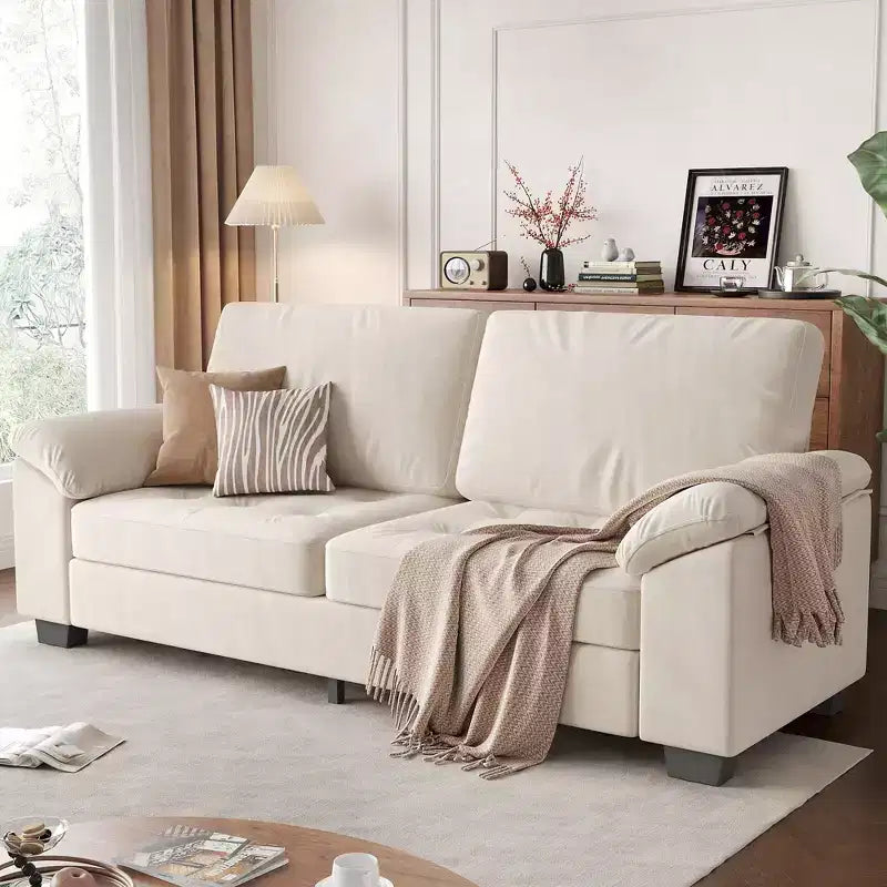 90 3 Seater Sofa Counch Velvet Upholstered Oversized Loveseat with Soft Spacious Armrests
