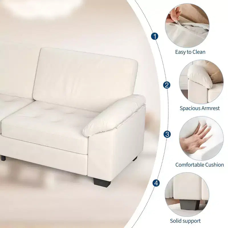 Canapé 3 places 90 po en velours avec accoudoirs larges et moelleux