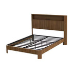 Cadre de lit ModernLuxe Queen/Full XL avec tête de lit de rangement, station de charge intégrée, design ondulé, support silencieux