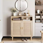 COZONY Bahut en rotin avec 2 portes, buffet de rangement moderne pour salle à manger, entrée et bar à café, naturel