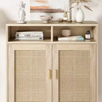 COZONY Bahut en rotin avec 2 portes, buffet de rangement moderne pour salle à manger, entrée et bar à café, naturel