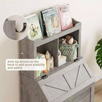 Coolmee Étagère à Livres pour Enfants en Bois de 121,4 cm avec Couvercle Rabattable, Organisateur de Rangement de Jouets pour Garçons et Filles pour Salle de Jeux, Chambre, Crèche et Maternelle