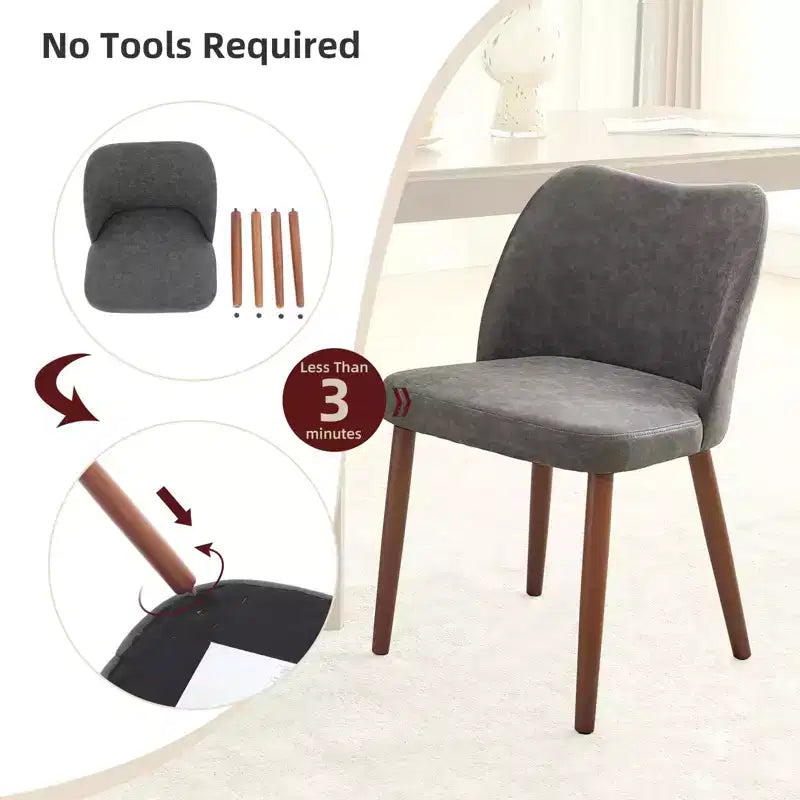 Lot de 2 chaises de salle à manger, chaises de salle à manger rembourrées avec pieds en bois, dossier aile, chaises de cuisine avec coussins épais