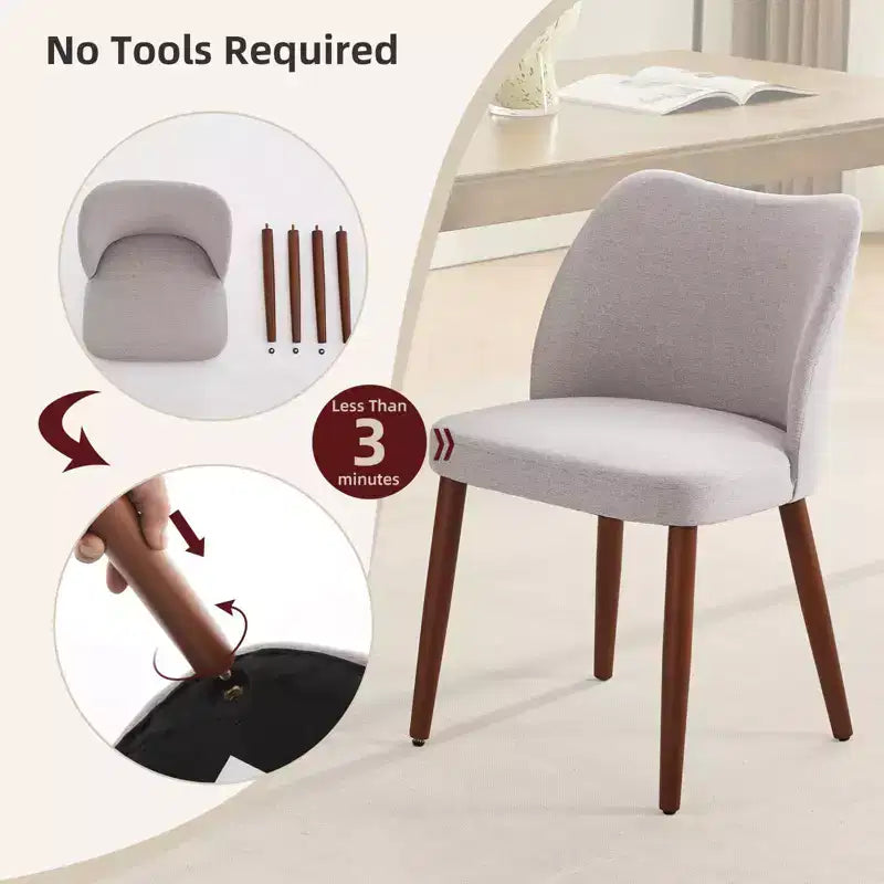 Lot de 2 chaises de salle à manger, chaises de salle à manger rembourrées avec pieds en bois, dossier aile, chaises de cuisine avec coussins épais