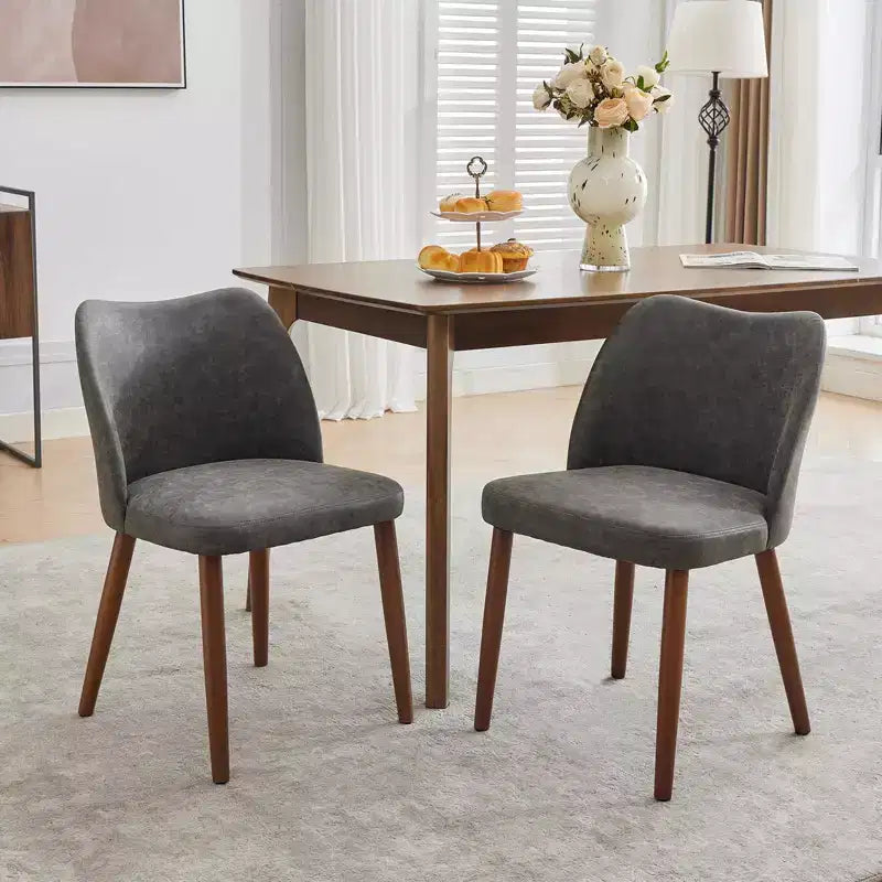 Lot de 2 chaises de salle à manger, chaises de salle à manger rembourrées avec pieds en bois, dossier aile, chaises de cuisine avec coussins épais