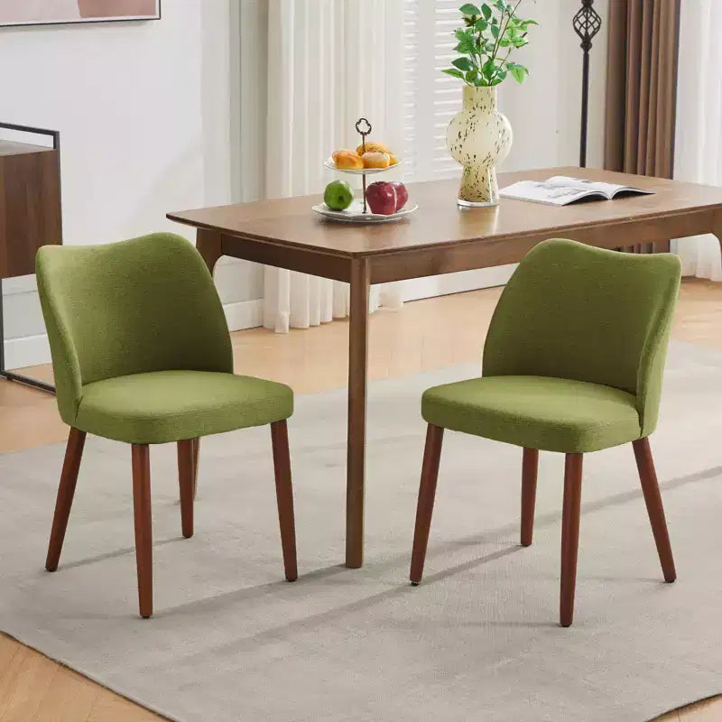 Lot de 2 chaises de salle à manger, chaises de salle à manger rembourrées avec pieds en bois, dossier aile, chaises de cuisine avec coussins épais
