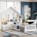 Polibi Twin Platform Bed with Storage Drawers, USB Charging Station & Windowed House Headboard