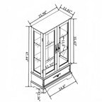 Vitrine en verre éclairée avec étagères réglables - Vitrine élégante à 2 portes et tiroir intégré, ampoule incluse