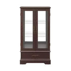 Vitrine en verre éclairée avec étagères réglables - Vitrine élégante à 2 portes et tiroir intégré, ampoule incluse