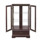 Vitrine en verre éclairée avec étagères réglables - Vitrine élégante à 2 portes et tiroir intégré, ampoule incluse