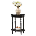 HomeStock Belmont Table d'appoint ovale 52 cm, Table d'appoint traditionnelle en bois massif avec étagère de rangement inférieure pour le salon ou le bureau