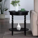 HomeStock Belmont Table d'appoint ovale 52 cm, Table d'appoint traditionnelle en bois massif avec étagère de rangement inférieure pour le salon ou le bureau