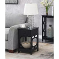 HomeStock Belmont 1 Drawer End Table with Octagon Side Design, Two Tier Shelves and Pull Out Drawer, Stylish Accent Table for Bedroom Storage