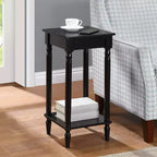 Table d'appoint Belmont HomeStock avec étagère, table d'appoint à deux niveaux avec pieds sculptés pour salon, chambre ou coin lecture