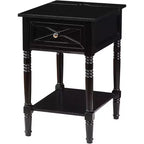 Table d'appoint HomeStock Belmont avec station de charge dissimulée, 2 prises, 2 ports USB, tiroir de rangement et étagère, table d'appoint élégante pour la maison