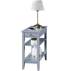 Table d'appoint Belmont HomeStock avec tiroir coulissant, bouton nickel et trois étagères de rangement, table d'appoint de style transitionnel pour salon ou bureau