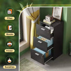 Meuble de classement vertical GALAXHERO à 3 tiroirs en bois avec serrure - Rangement pour bureau à domicile et support d'imprimante pour formats lettre/A4