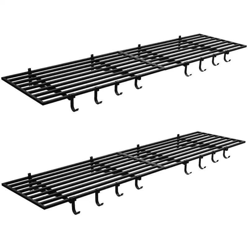 Lot de 2 étagères de rangement murales de 60x120 cm pour garage avec crochets, étagères de rangement robustes de 360 kg, organisation des étagères murales de garage