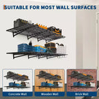 Lot de 2 étagères de rangement murales de 60x120 cm pour garage avec crochets, étagères de rangement robustes de 360 kg, organisation des étagères murales de garage