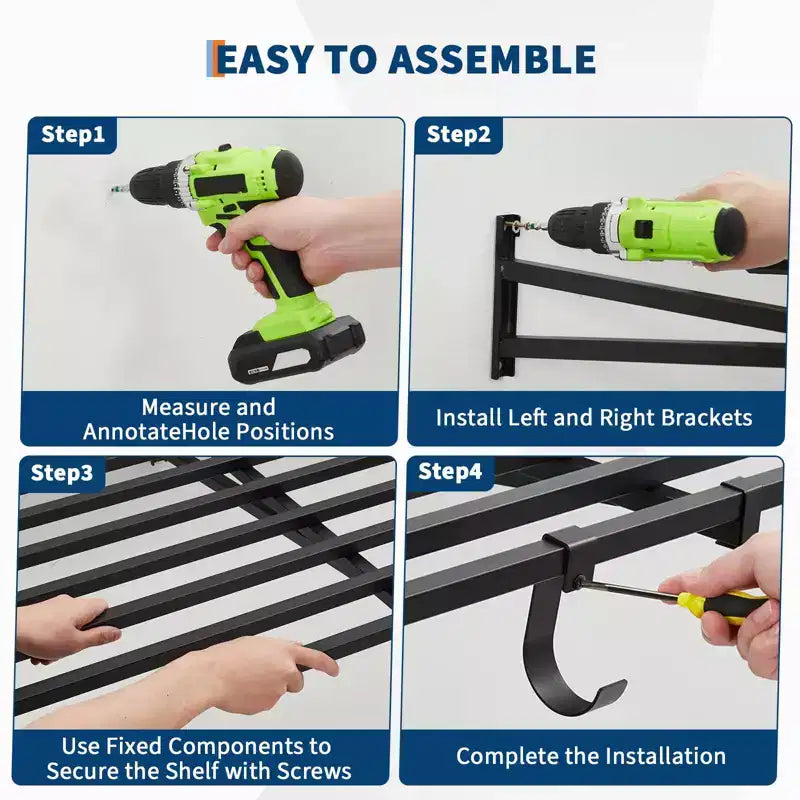 Lot de 2 étagères de rangement murales de 60x120 cm pour garage avec crochets, étagères de rangement robustes de 360 kg, organisation des étagères murales de garage