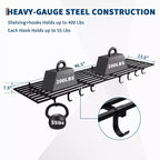 Lot de 2 étagères de rangement murales de 60x120 cm pour garage avec crochets, étagères de rangement robustes de 360 kg, organisation des étagères murales de garage