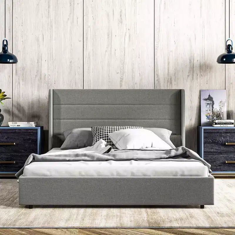 GDFStudio Larisa Modern Upholstered Bed with Headboard and 4 Storage Drawers