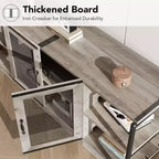 Meuble TV de style industriel/fermier - Meuble multimédia de 65 po et plus avec portes grillagées et étagères ouvertes pour salon