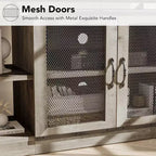 Meuble TV de style industriel/fermier - Meuble multimédia de 65 po et plus avec portes grillagées et étagères ouvertes pour salon