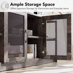 Meuble TV de style industriel/fermier - Meuble multimédia de 65 po et plus avec portes grillagées et étagères ouvertes pour salon