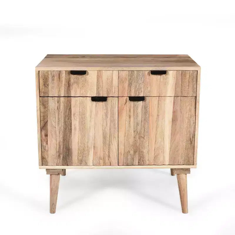 Meuble d'appoint ModernLuxe avec 2 tiroirs, buffet de rangement en bois de manguier à grain naturel