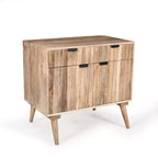 Meuble d'appoint ModernLuxe avec 2 tiroirs, buffet de rangement en bois de manguier à grain naturel