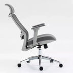 Chaise de bureau Okak à dossier haut, chaise de bureau avec appui-tête et roulettes, chaise de bureau en maille pour le bureau, le bureau ou la salle de lecture