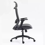 Chaise de bureau Okak à dossier haut, chaise de bureau avec appui-tête et roulettes, chaise de bureau en maille pour le bureau, le bureau ou la salle de lecture