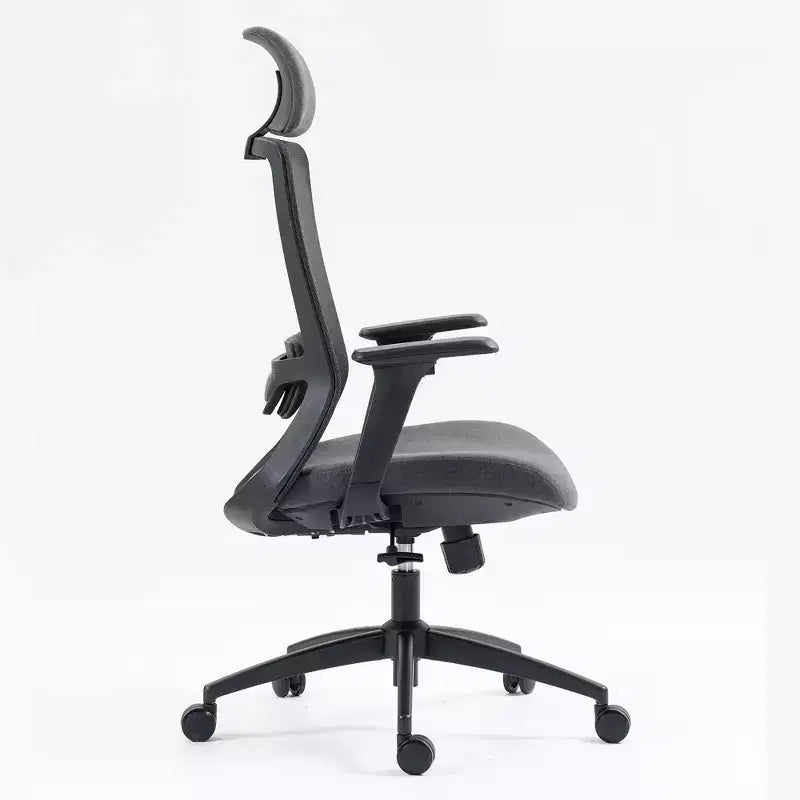 Chaise de bureau Okak à dossier haut, chaise de bureau avec appui-tête et roulettes, chaise de bureau en maille pour le bureau, le bureau ou la salle de lecture