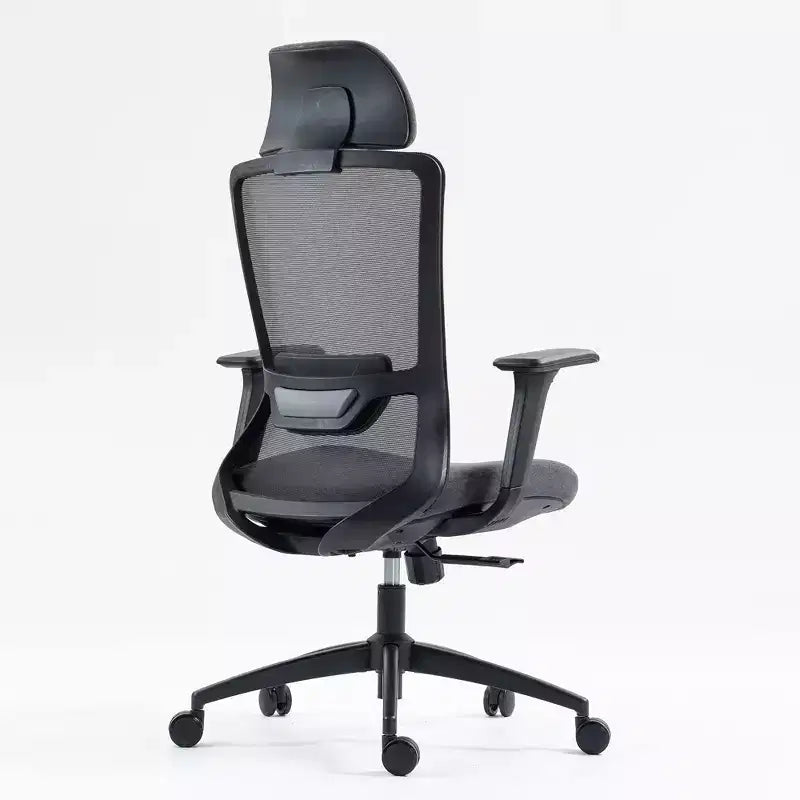 Chaise de bureau Okak à dossier haut, chaise de bureau avec appui-tête et roulettes, chaise de bureau en maille pour le bureau, le bureau ou la salle de lecture