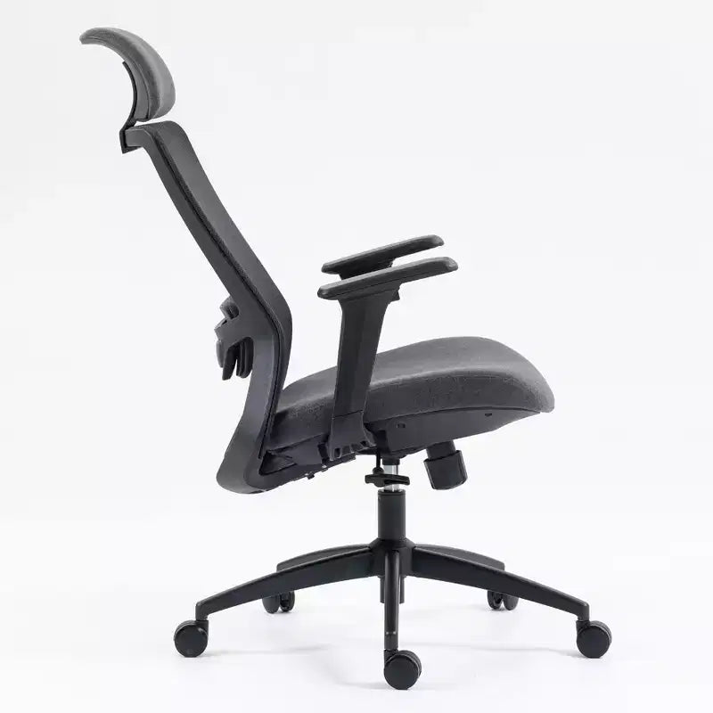 Chaise de bureau Okak à dossier haut, chaise de bureau avec appui-tête et roulettes, chaise de bureau en maille pour le bureau, le bureau ou la salle de lecture